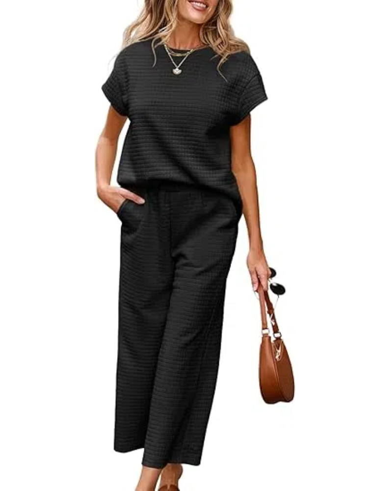 Women's Casual Textured Tops and Wide Leg Pants Lounge Sets (Buy 2 Free Shipping)