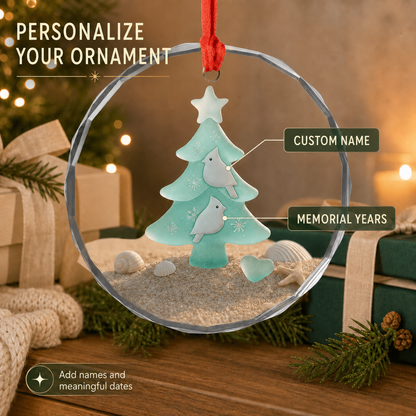 Personalized Memorial Sea Glass Tree Ornament