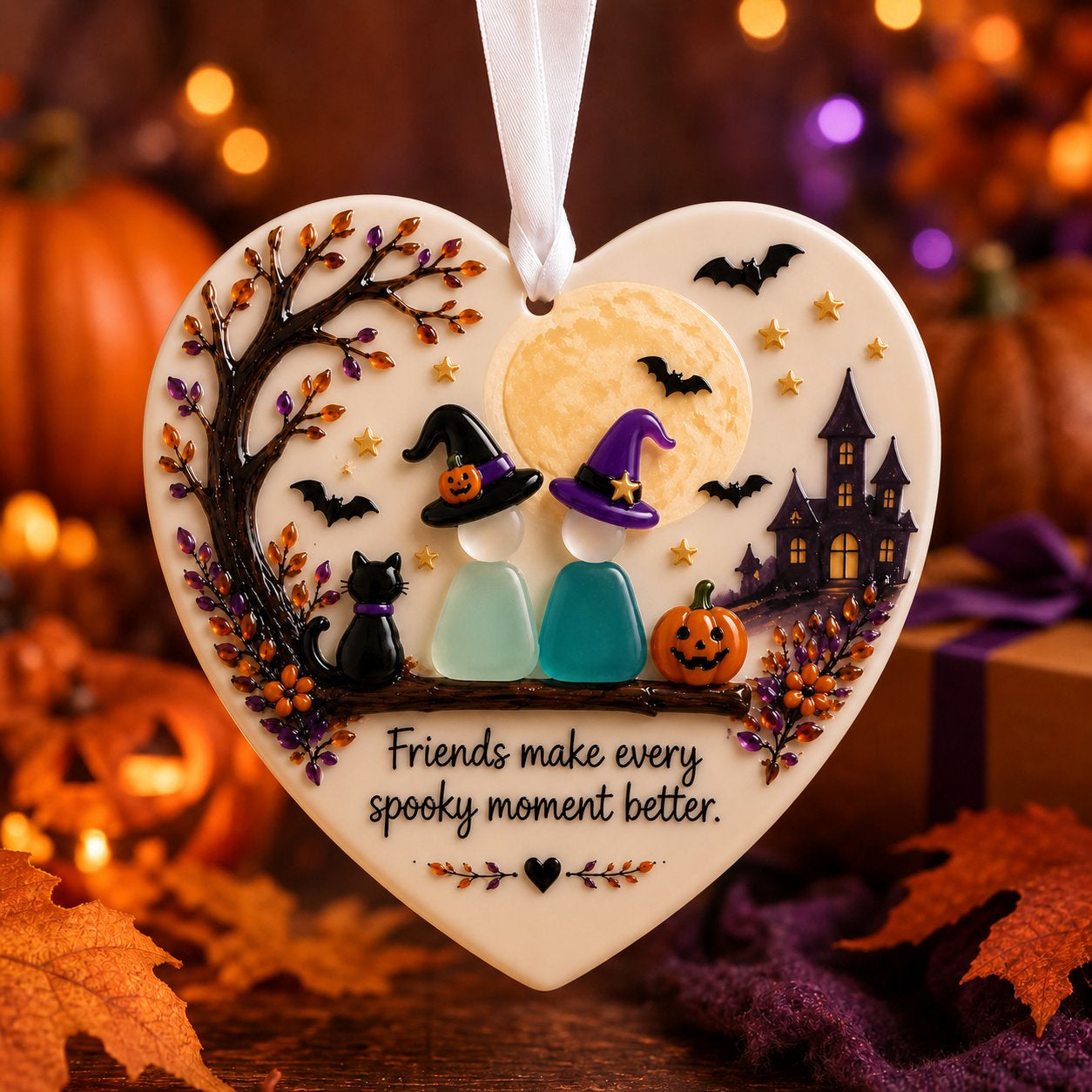 🎃 Halloween Friendship Sea Glass Ornament