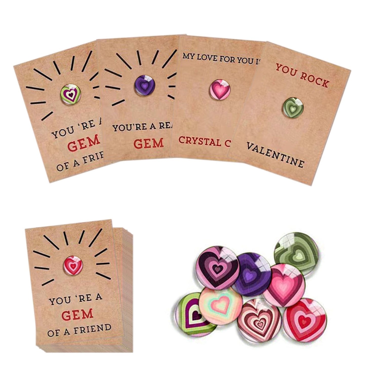 24 Pack Valentines Cards with Heart