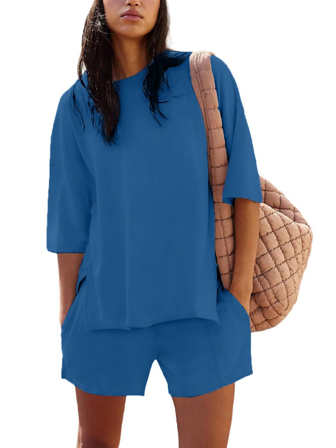 Women's Casual Matching Set with Slit Top and Shorts (Buy 2 Free Shipping)