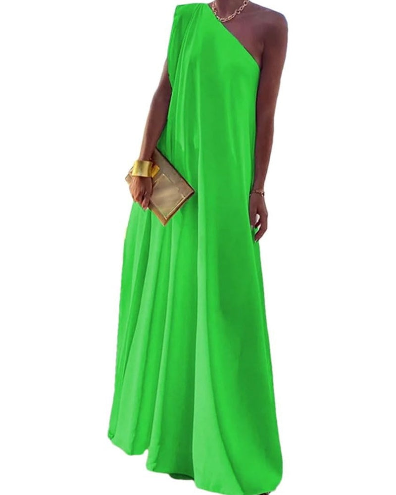 Women's Elegant Asymmetrical One Shoulder Maxi Dress (Buy 2 Free Shipping)