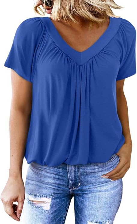 Women's Casual Short Sleeve V Neck Basic T-shirts (Buy 3 Free Shipping)