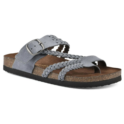 Women's Braided Toe Loop Flat Slide Sandals Bohemian Cork Footbed Summer Shoes