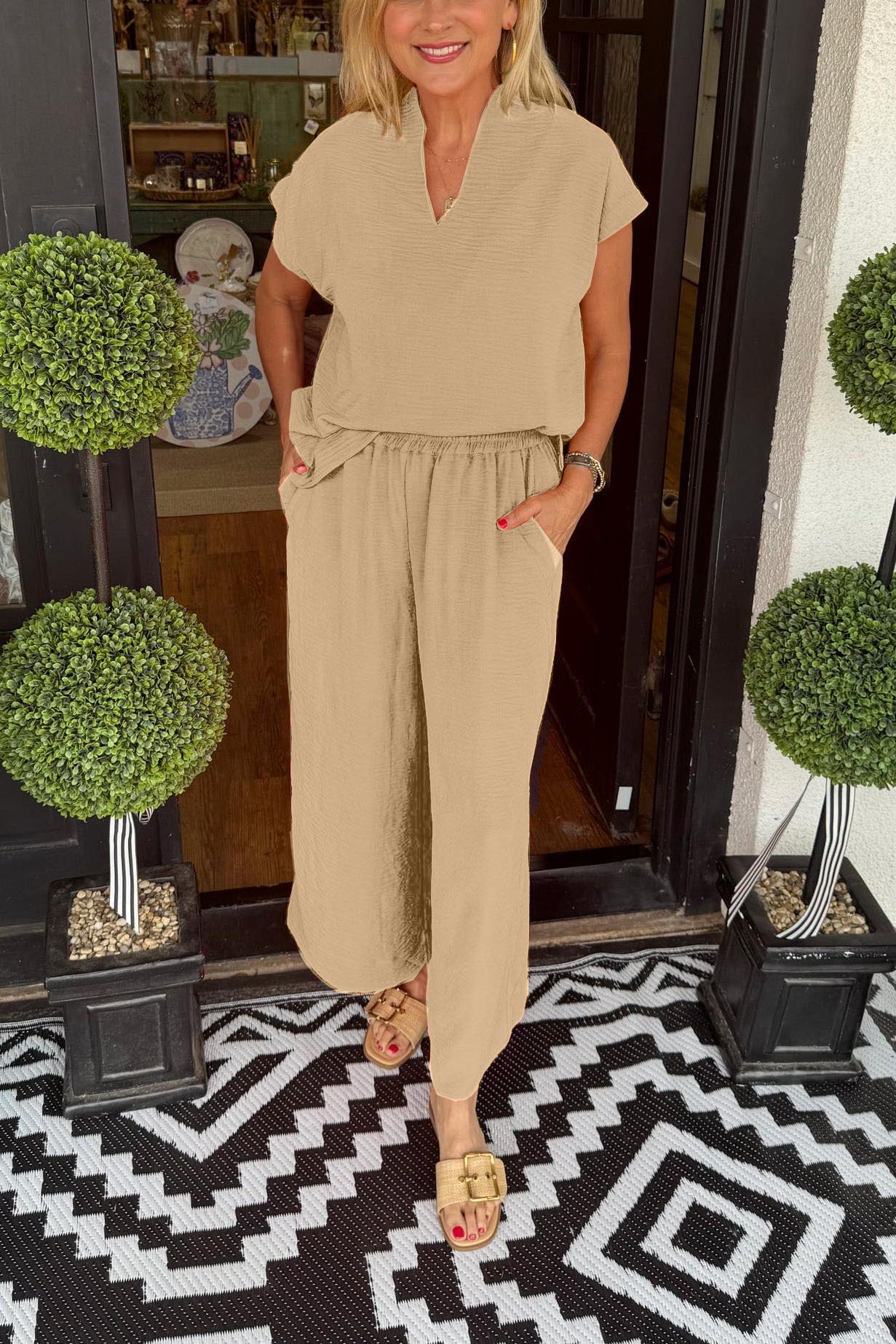 Women's Casual Solid Color Lightweight Matching Two Piece Set (Buy 2 Free Shipping)