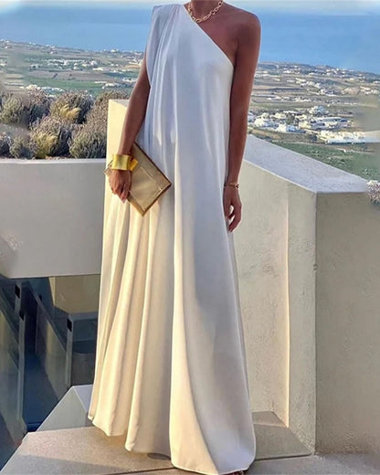 Women's Elegant Asymmetrical One Shoulder Maxi Dress (Buy 2 Free Shipping)