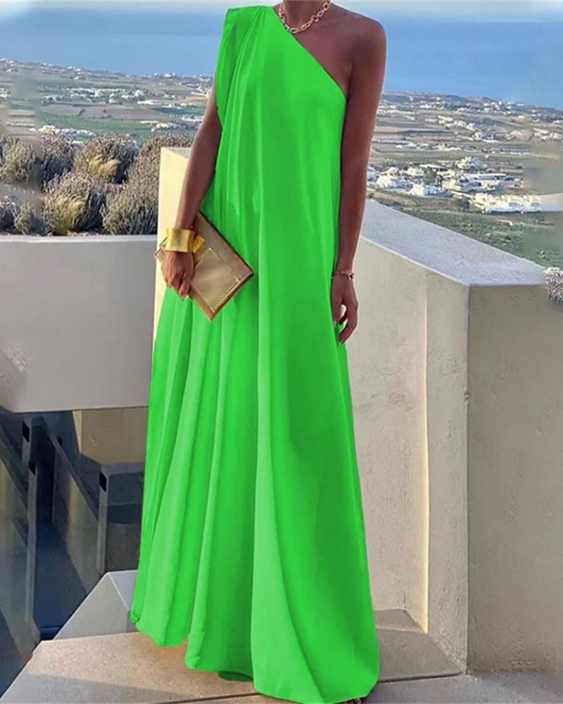 Women's Elegant Asymmetrical One Shoulder Maxi Dress (Buy 2 Free Shipping)