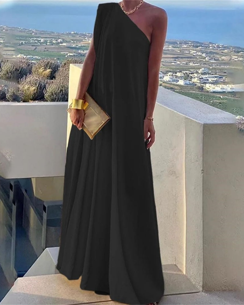 Women's Elegant Asymmetrical One Shoulder Maxi Dress (Buy 2 Free Shipping)
