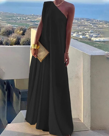 Women's Elegant Asymmetrical One Shoulder Maxi Dress (Buy 2 Free Shipping)