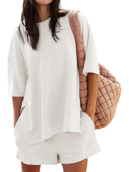 Women's Casual Matching Set with Slit Top and Shorts (Buy 2 Free Shipping)