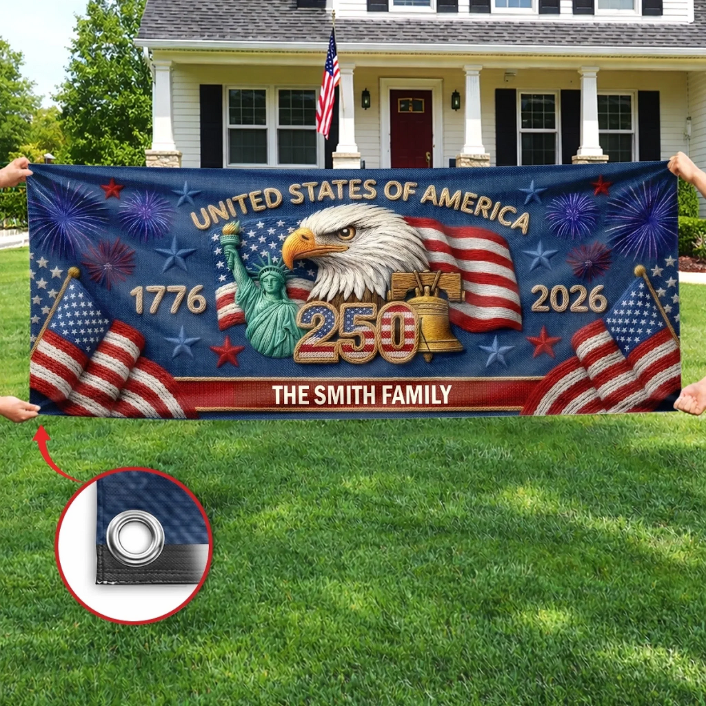 Custom Polyester Outdoor Banner - Personalized 250th Anniversary Gifts For Mom, Dad, Brother, Sister, Kids - Together We Shine Bright