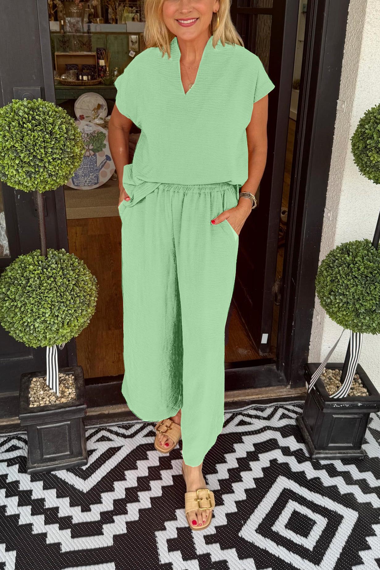 Women's Casual Solid Color Lightweight Matching Two Piece Set (Buy 2 Free Shipping)