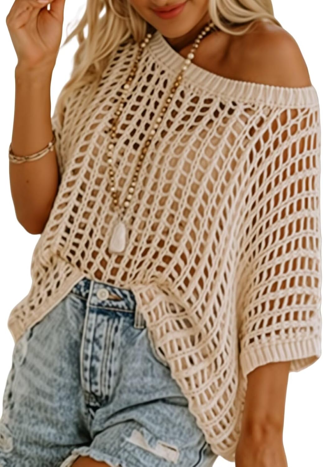 Women's Summer Casual Short Sleeve Hollow Out Crochet Tops (Buy 2 Free Shipping)