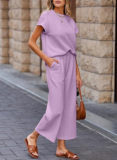 Women's Casual Textured Tops and Wide Leg Pants Lounge Sets (Buy 2 Free Shipping)