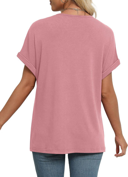 Women's Summer V Neck Short Sleeve Basic T Shirt (Buy 3 Free Shipping)