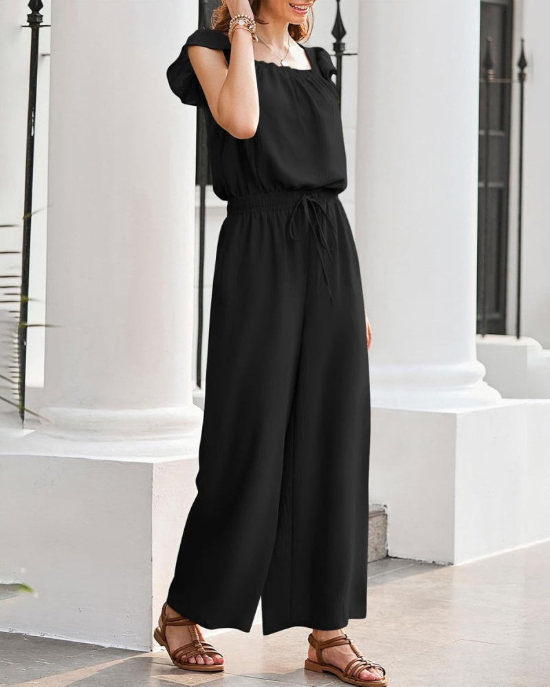 Women's Ruffle Sleeve Solid Color One Piece Jumpsuit (Buy 2 Free Shipping)