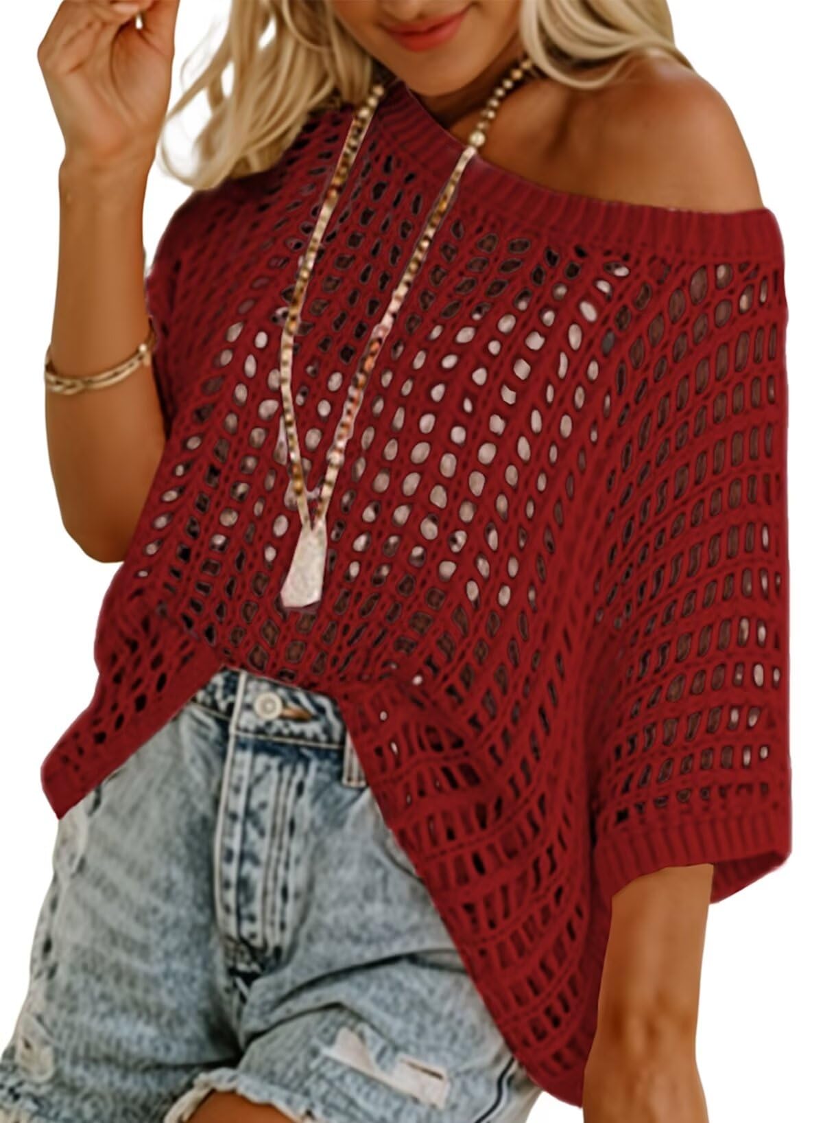 Women's Summer Casual Short Sleeve Hollow Out Crochet Tops (Buy 2 Free Shipping)