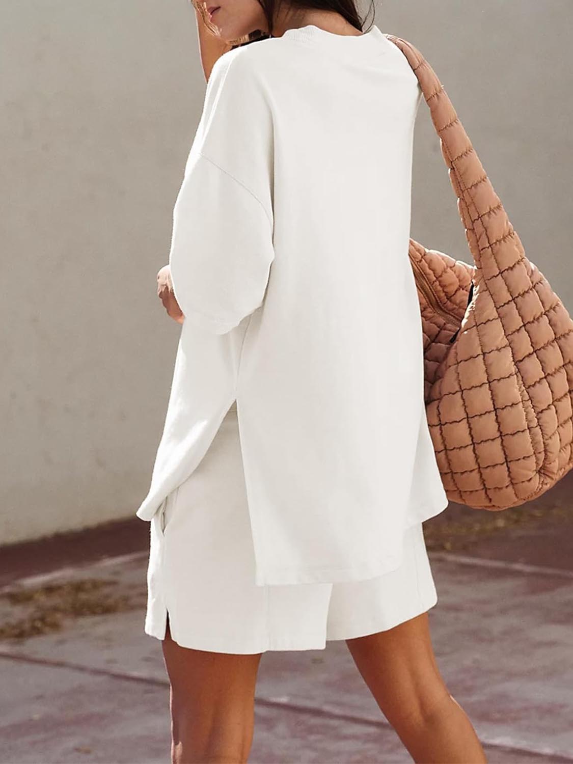 Women's Casual Matching Set with Slit Top and Shorts (Buy 2 Free Shipping)