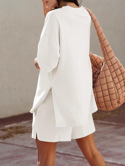 Women's Casual Matching Set with Slit Top and Shorts (Buy 2 Free Shipping)