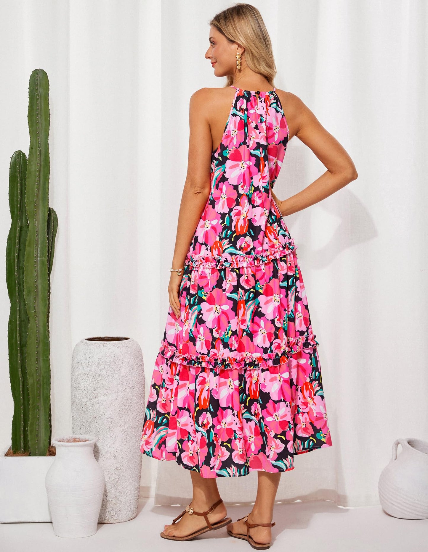 Women's Halter Neck Floral Print Vacation Dress (Buy 2 Free Shipping)