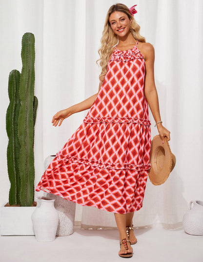 Women's Halter Neck Floral Print Vacation Dress (Buy 2 Free Shipping)