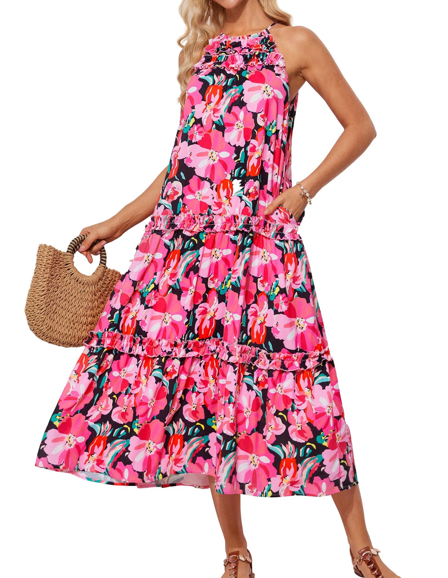 Women's Halter Neck Floral Print Vacation Dress (Buy 2 Free Shipping)
