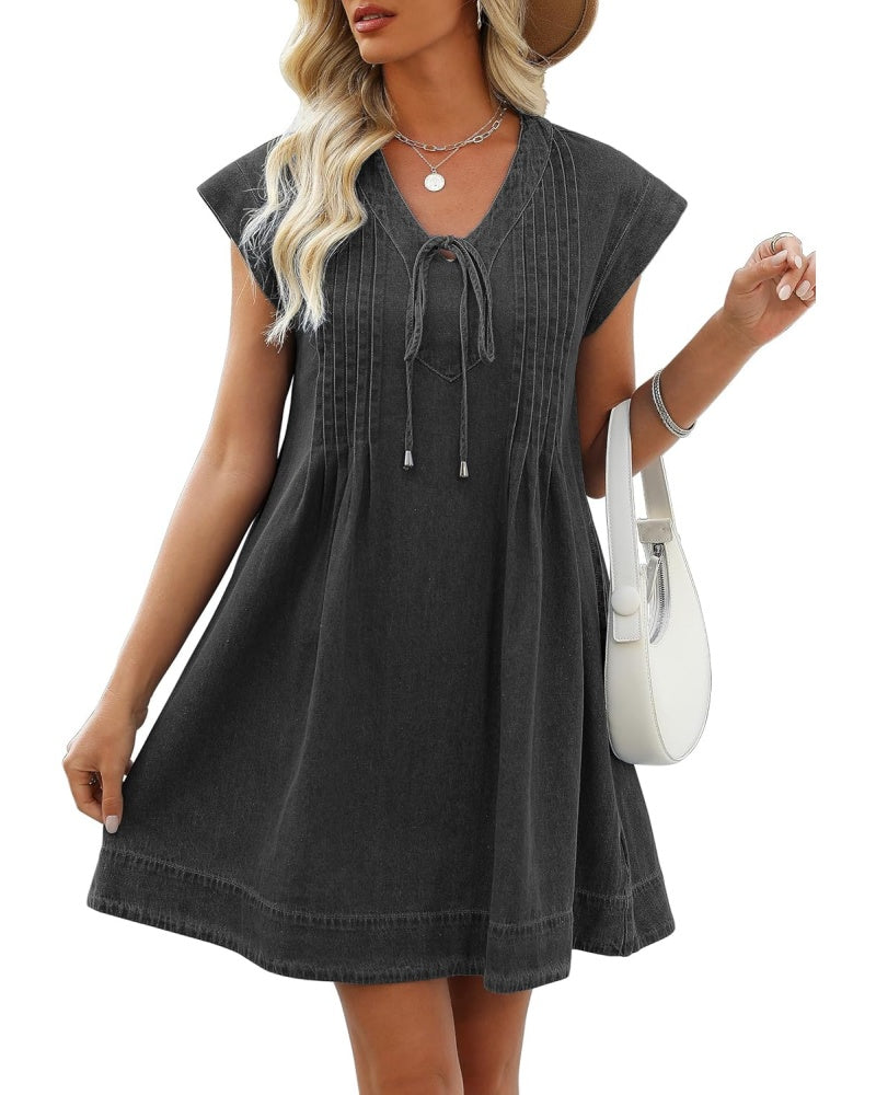 Women's V-neck Pleated Denim Dress with Pockets (Buy 2 Free Shipping)