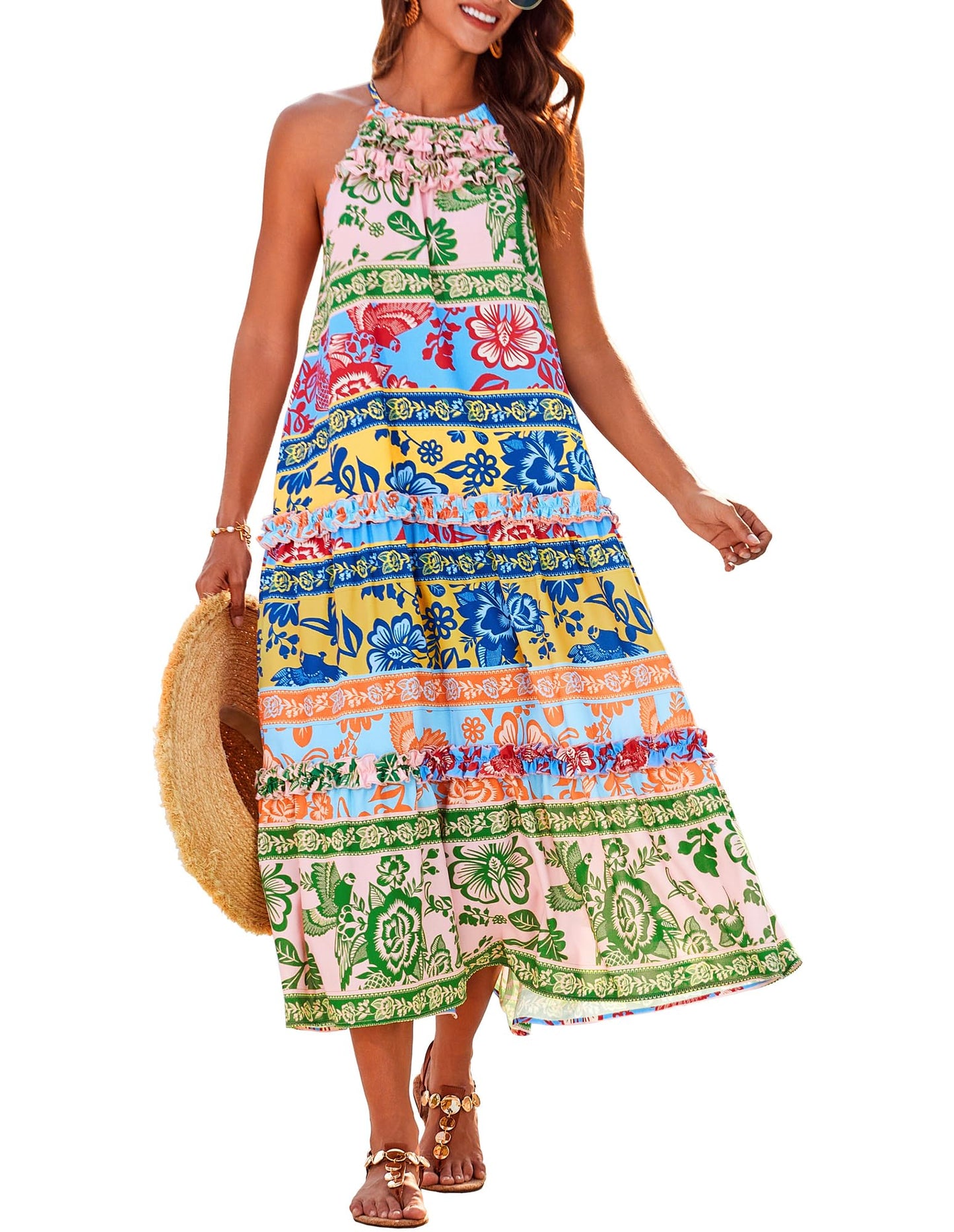 Women's Halter Neck Floral Print Vacation Dress (Buy 2 Free Shipping)