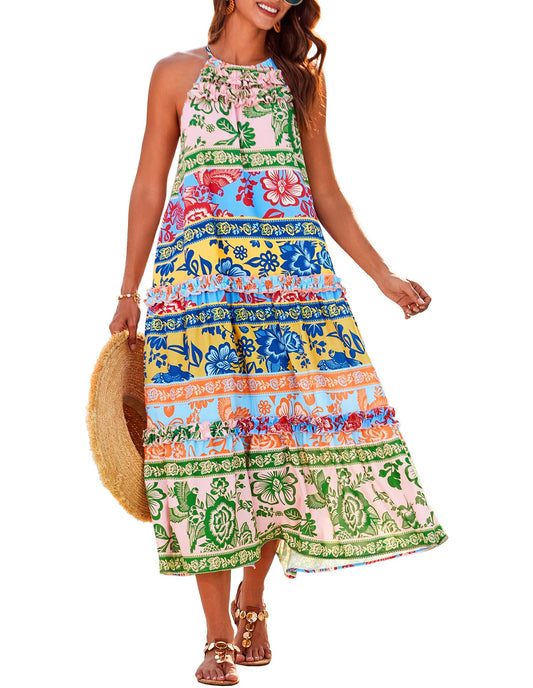 Women's Halter Neck Floral Print Vacation Dress (Buy 2 Free Shipping)