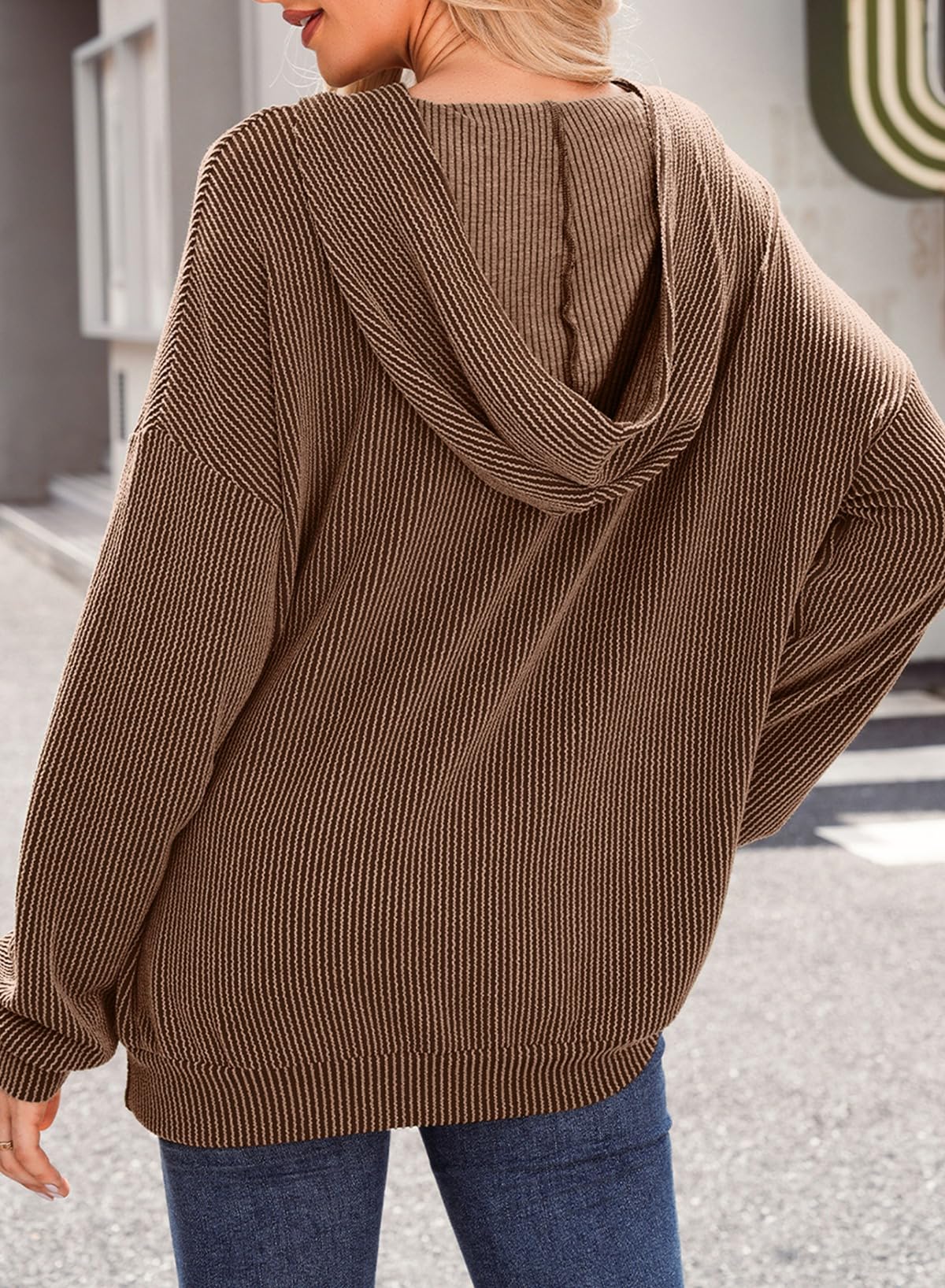 Women's Ribbed Knit Pullover Hoodie (Buy 2 Free Shipping)