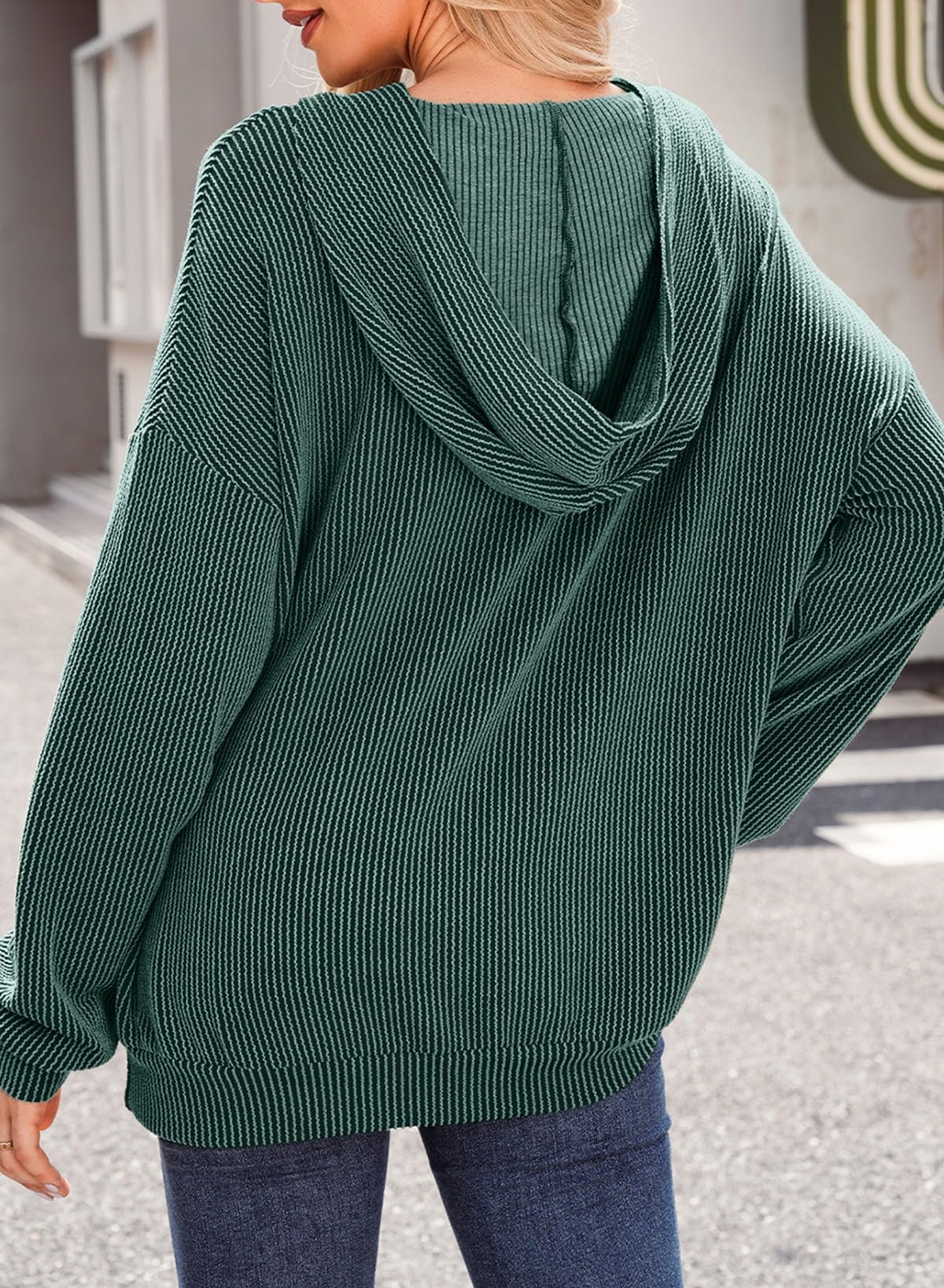 Women's Ribbed Knit Pullover Hoodie (Buy 2 Free Shipping)