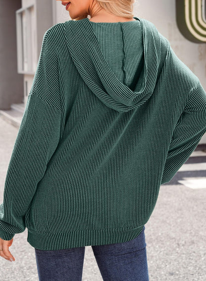 Women's Ribbed Knit Pullover Hoodie (Buy 2 Free Shipping)