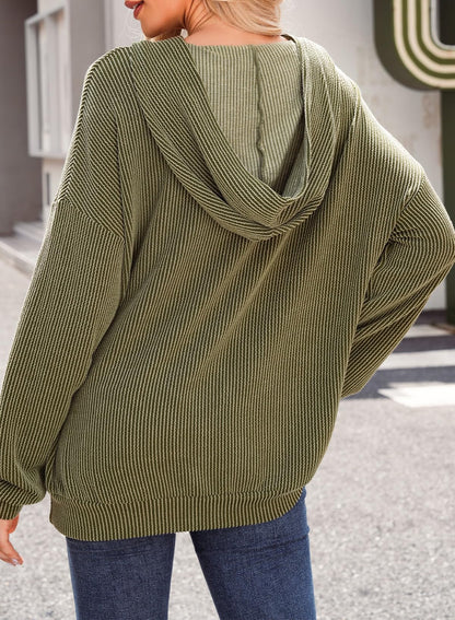 Women's Ribbed Knit Pullover Hoodie (Buy 2 Free Shipping)