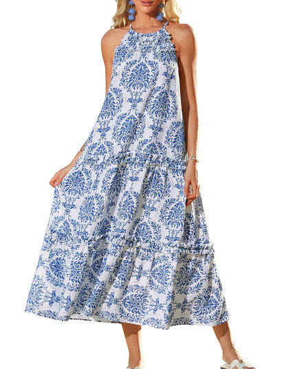 Women's Halter Neck Floral Print Vacation Dress (Buy 2 Free Shipping)