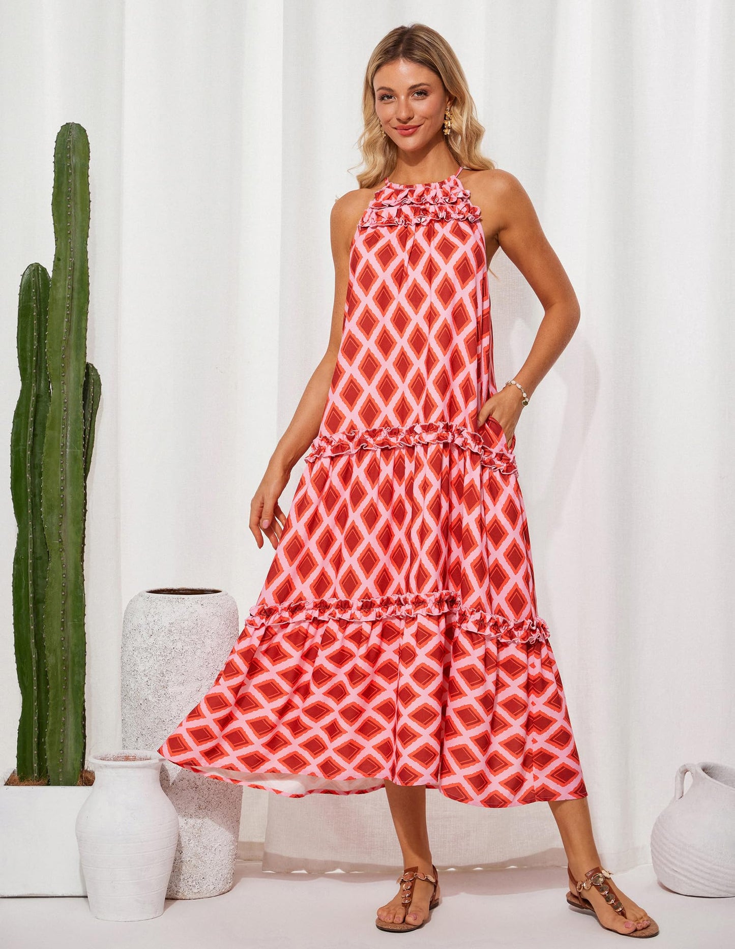Women's Halter Neck Floral Print Vacation Dress (Buy 2 Free Shipping)