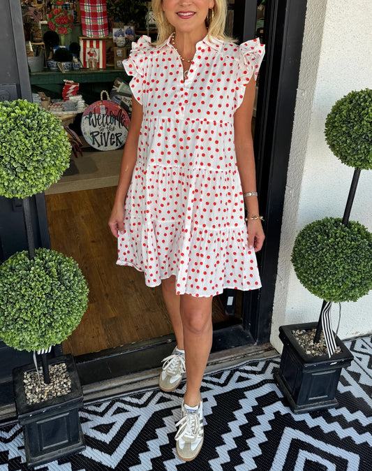Women's Summer V-neck Polka Dot Mini Dress (Buy 2 Free Shipping)
