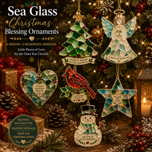 🎄 Sea Glass Christmas Blessing Ornaments