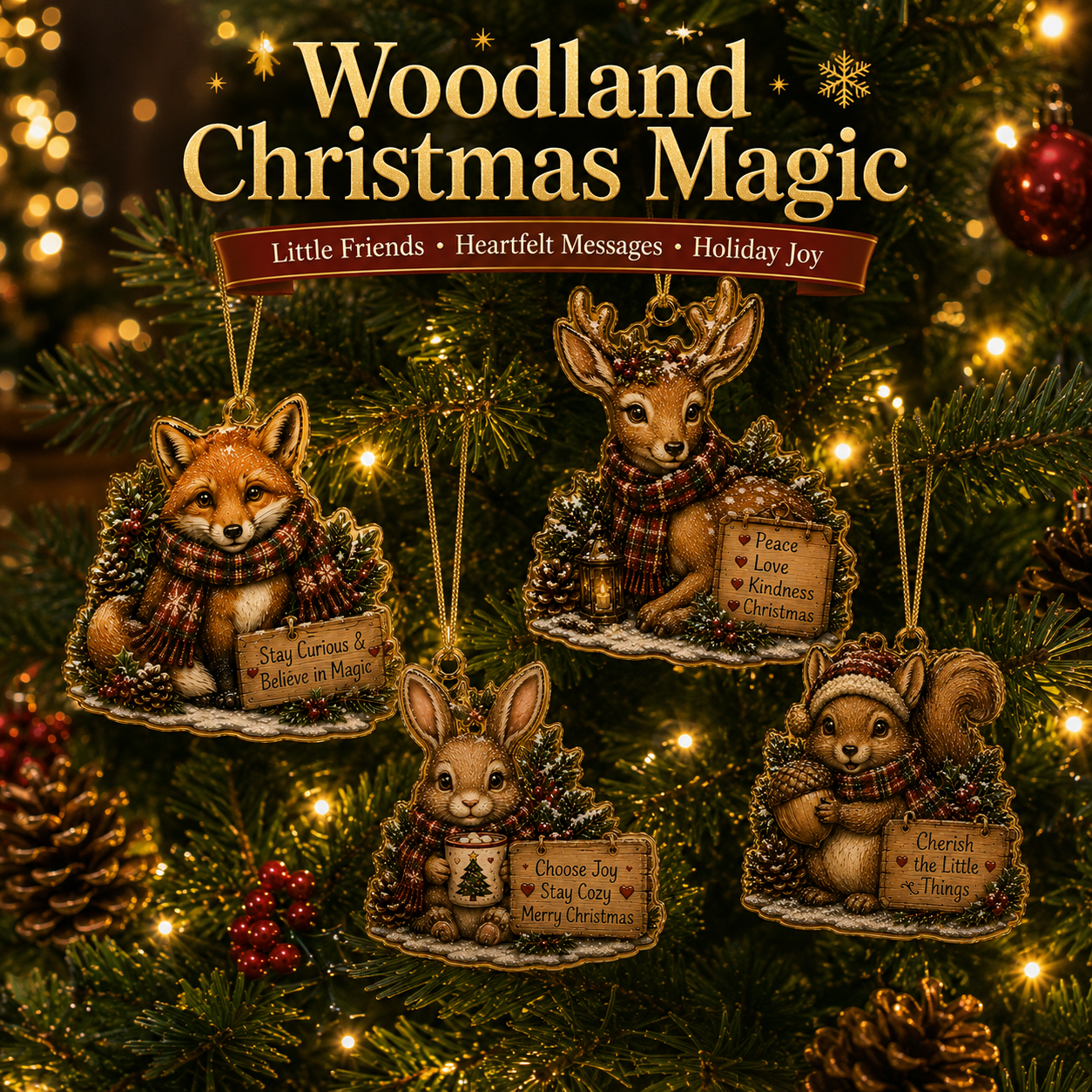 🎁 Buy 4 Get 20% OFF | Free Shipping🔥 -🎄 Woodland Christmas Animal Ornaments