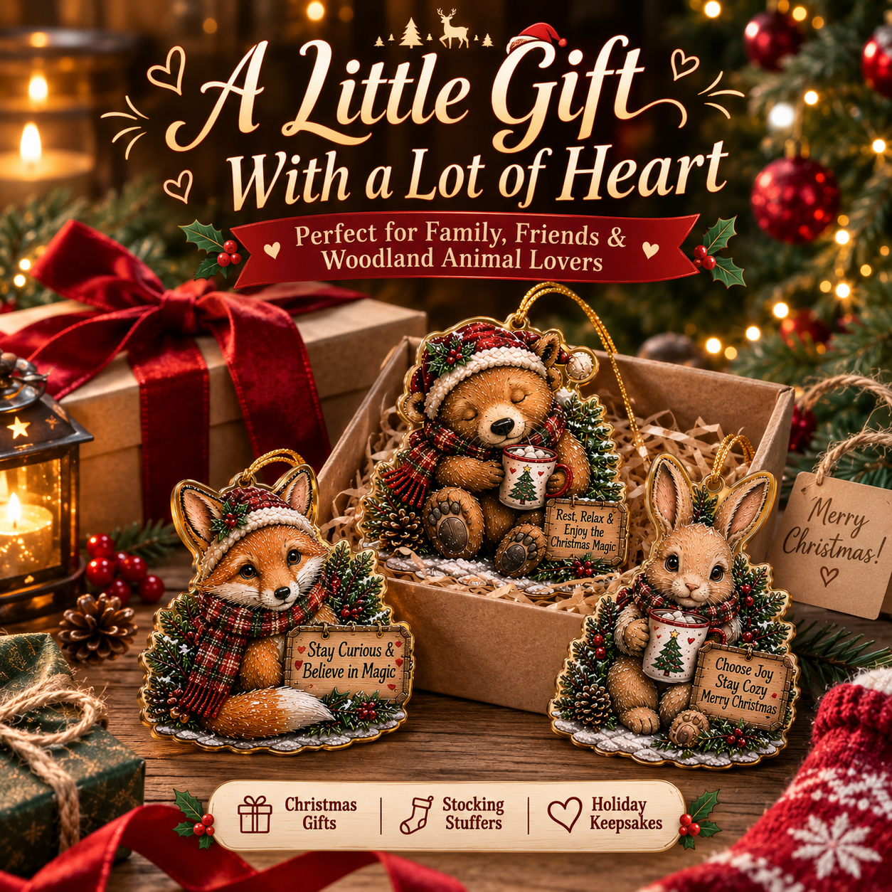 🎁 Buy 4 Get 20% OFF | Free Shipping🔥 -🎄 Woodland Christmas Animal Ornaments