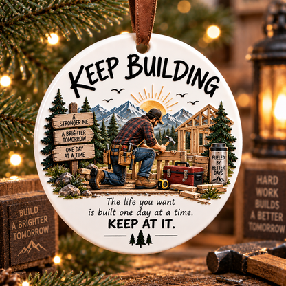 🏔️ Keep Going Men’s Motivational Ornament
