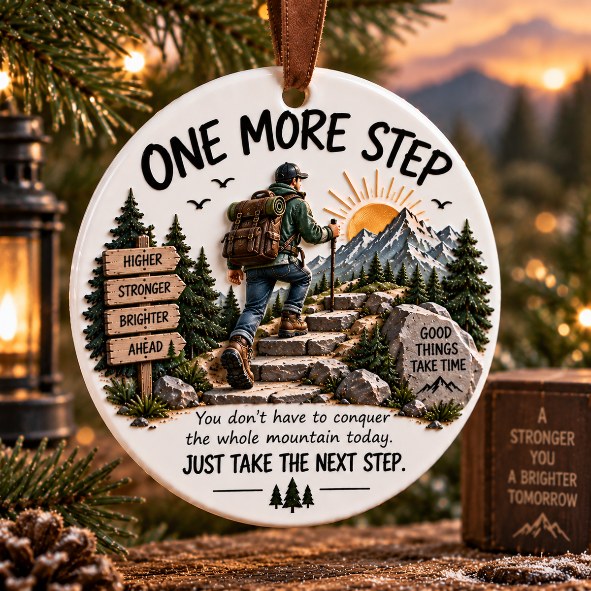 🏔️ Keep Going Men’s Motivational Ornament