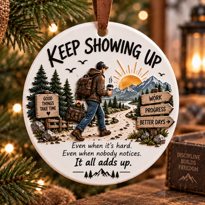 🏔️ Keep Going Men’s Motivational Ornament