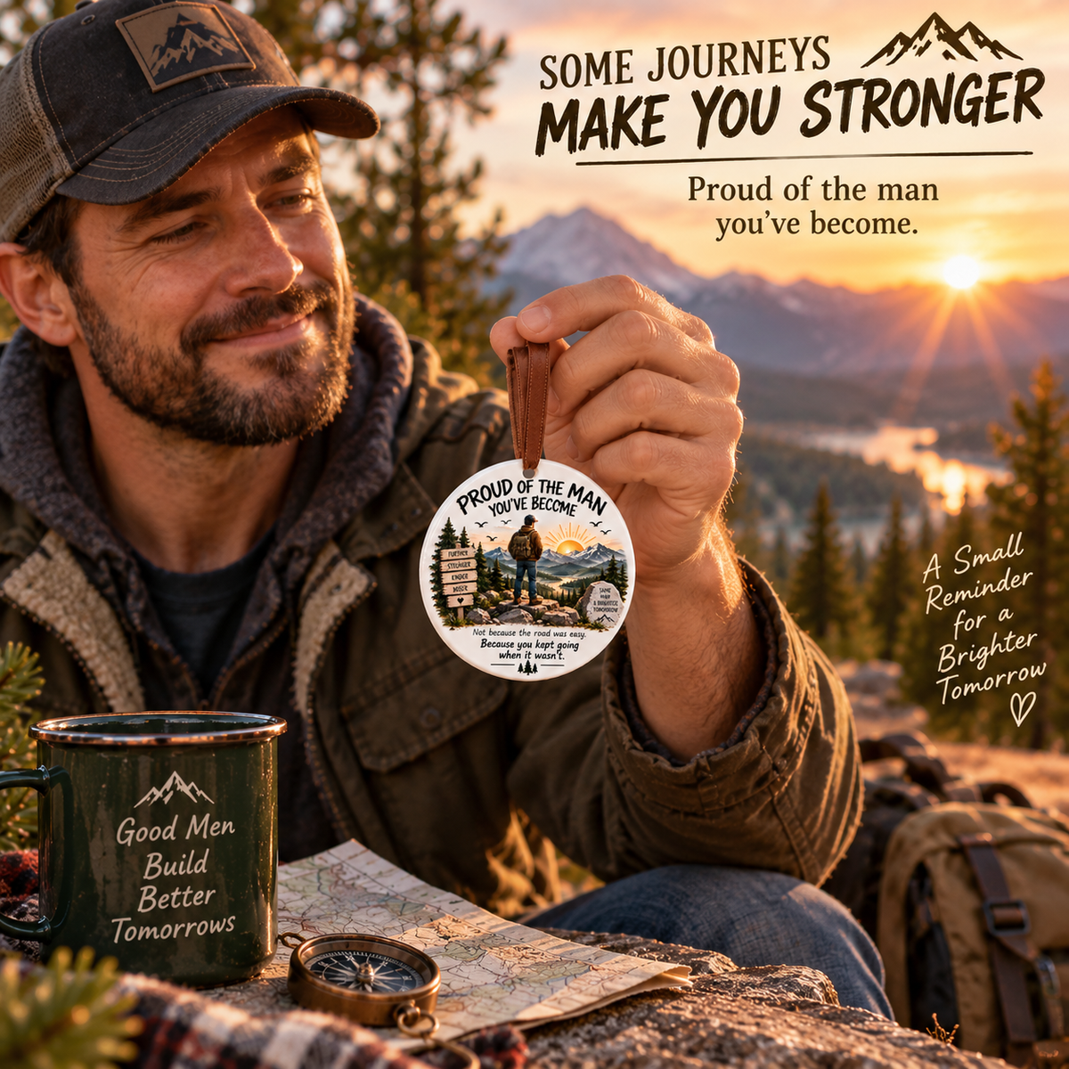 🏔️ Keep Going Men’s Motivational Ornament