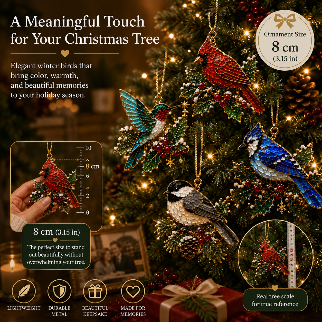 ⏳ Last Day 50% OFF – 🐦 Winter Birds Memorial Christmas Ornaments