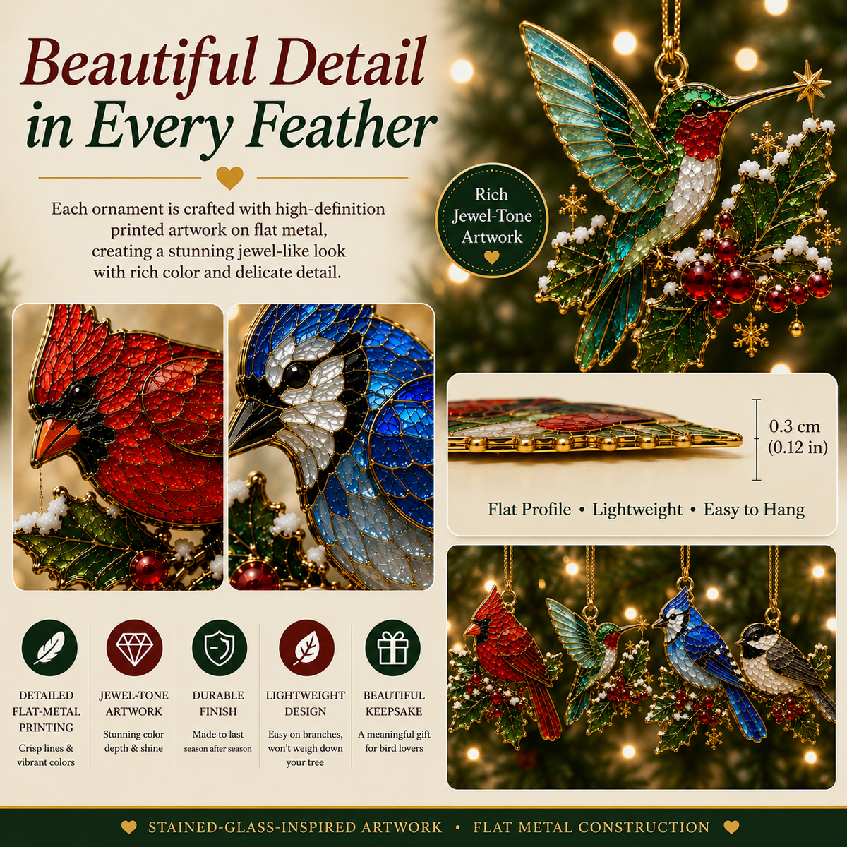 ⏳ Last Day 50% OFF – 🐦 Winter Birds Memorial Christmas Ornaments