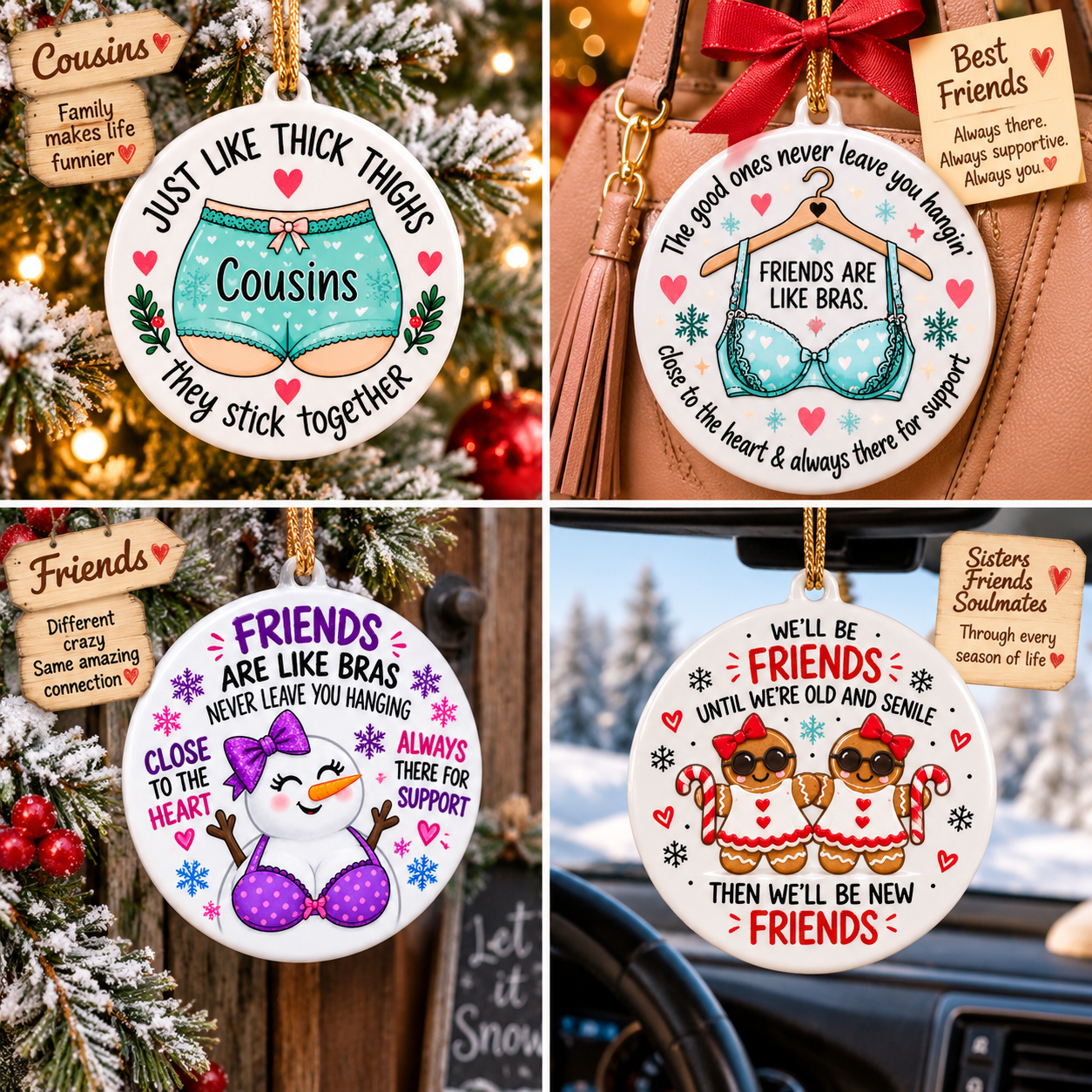 🎄 Funny Friendship Ceramic Christmas Ornaments – ⏰3 Days Only, Then Back to Full Price!🔥