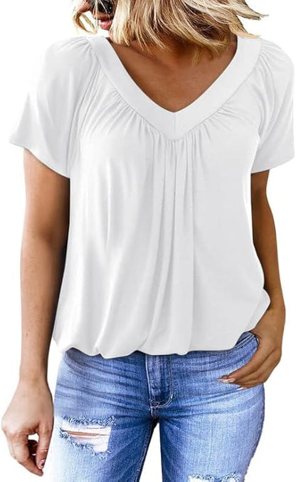 Women's Casual Short Sleeve V Neck Basic T-shirts (Buy 3 Free Shipping)