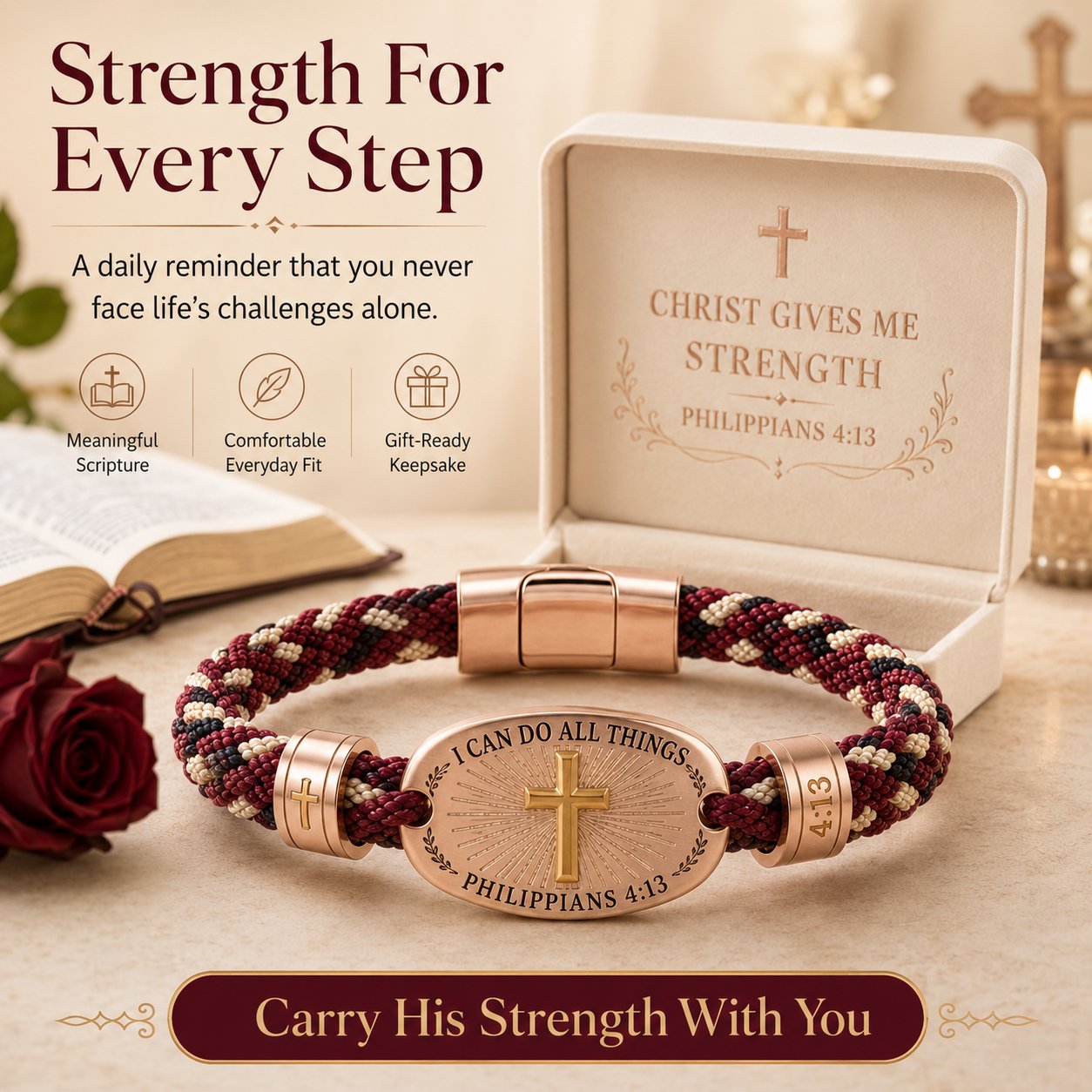 🔥 LAST DAY 50% OFF – ✝️ Christian Scripture Faith Bracelet Collection