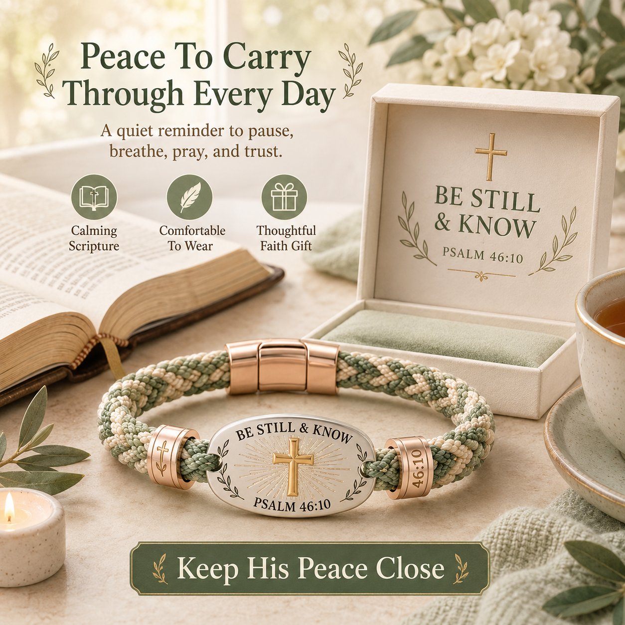 🔥 LAST DAY 50% OFF – ✝️ Christian Scripture Faith Bracelet Collection
