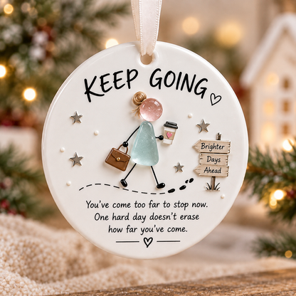 🌊🎄 Inspirational Sea Glass Art Ceramic Ornament
